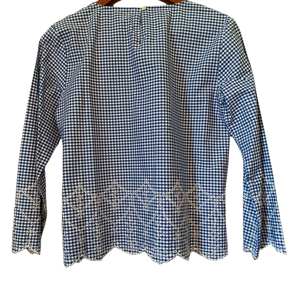 Saint Martin Blue and White Gingham Embroidered Top - Picture 5 of 12